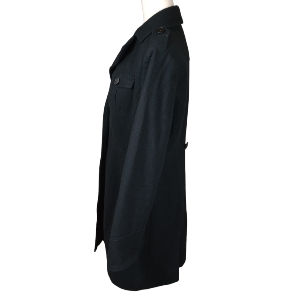 Kenneth Cole Size 10 Dark Navy Cashmere & Wool-Blend Pleated Back Chain Coat - Picture 5 of 10